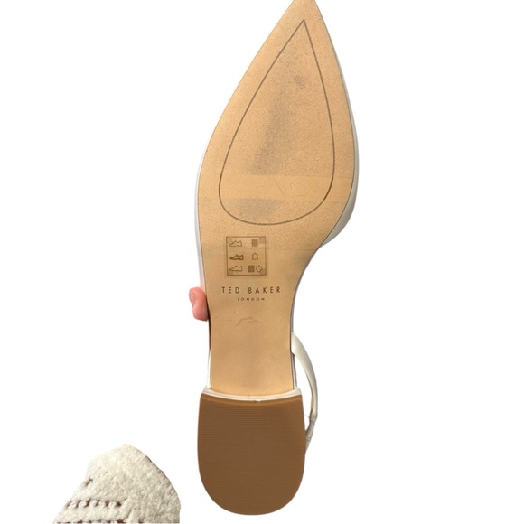 Ted Baker Jane Bow Slingback White Pointed Toe Flats Bridal Shoe NWT Size 10 - Picture 15 of 16